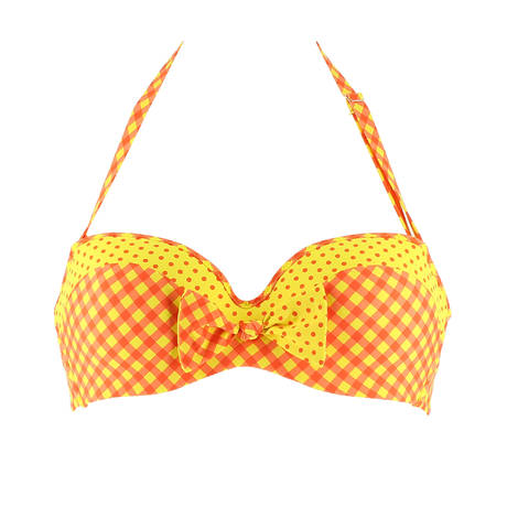 ANTIGEL Padded Bandeau bikini top La Bomb Vichy Bomb Jaune