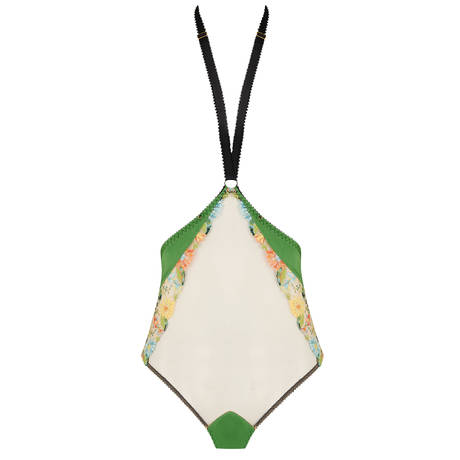EDGE O' BEYOND Open Bodysuit Sally Vert Floral