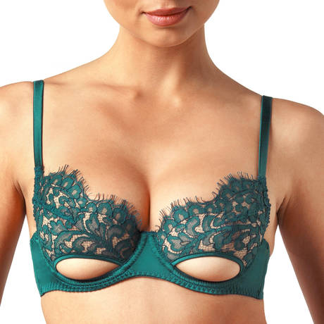 COCO DE MER Lace Demi-cup ouvert bra Titania Teal