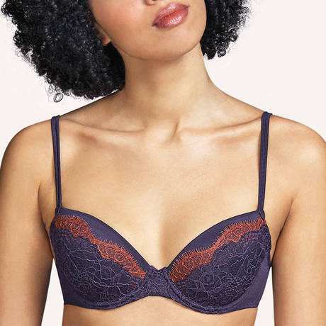 SARDA Lace Plunge padded bra Andres Sarda Evening Blue