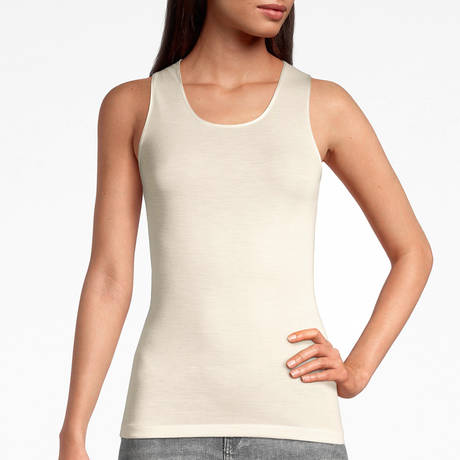 OSCALITO Merino wool and silk tank Aosta Champagne