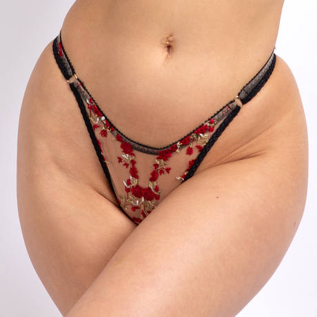 EDGE O' BEYOND High-waisted thong Charlotte Red Roses