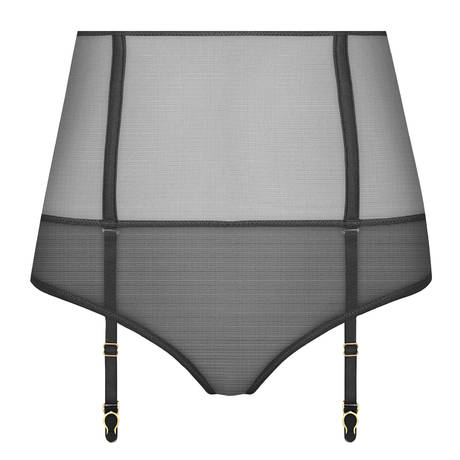 MAISON CLOSE Open high-waisted panty with garter belt L'Amoureuse Dahlia Noir