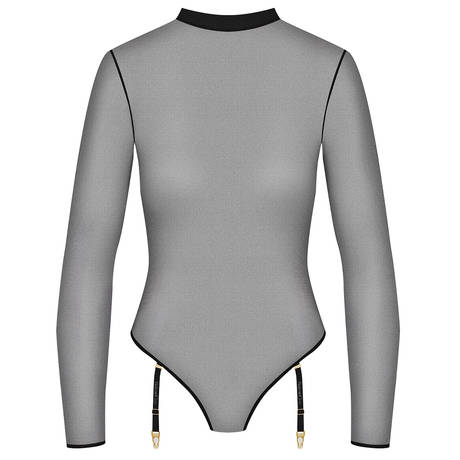 MAISON CLOSE Thong bodysuit with removable suspenders Corps à Corps Noir Doré