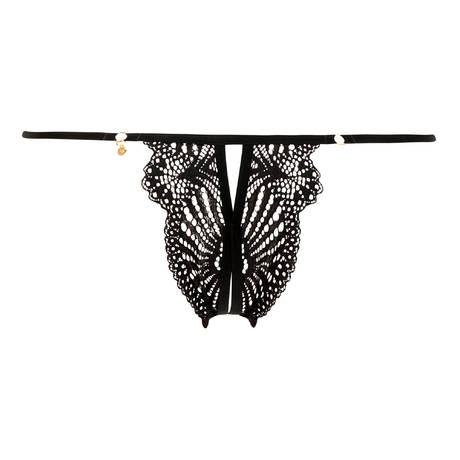 ATELIER AMOUR Lace open thong Enlace moi Black