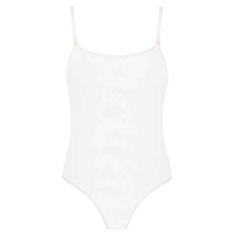 MAISON CLOSE Thong bodysuit with removable straps Corps à Corps Blanc Doré