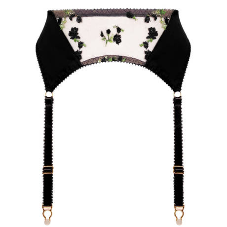 EDGE O' BEYOND Silk garter belt Charlotte Black