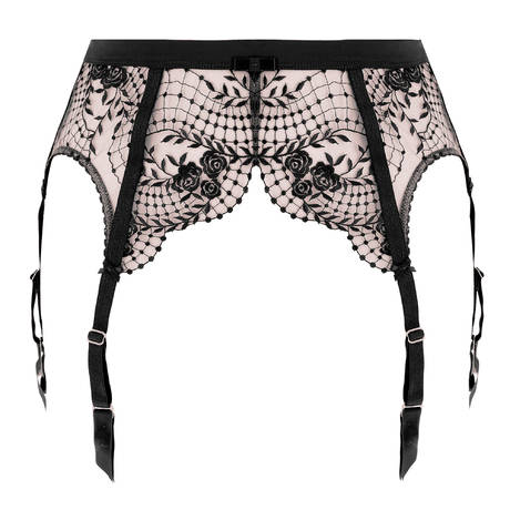 DITA VON TEESE Garter belt 6 clips Julie's Roses Black