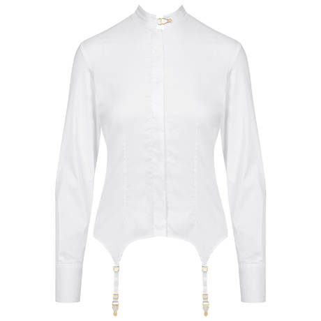 MAISON CLOSE Chemise porte-jarretelles en coton Le Vestiaire Blanc