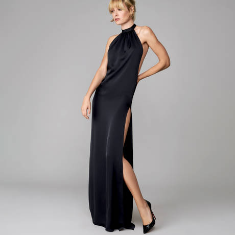 MAISON CLOSE Robe longue dos nu encolure américaine en satin Le Vestiaire Noir