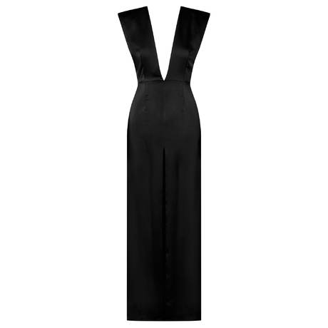 MAISON CLOSE Satin long neckline dress Le Vestiaire Black