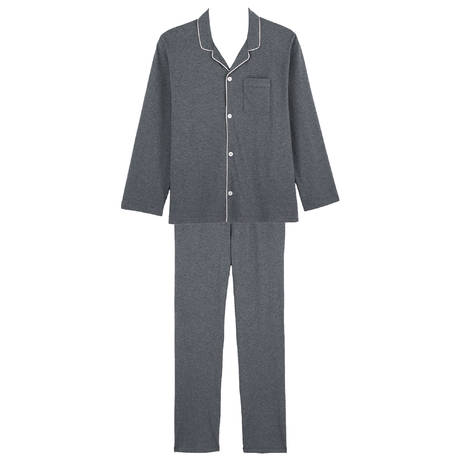 LAURENCE TAVERNIER Pyjama homme en coton Romain Anthracite Chiné