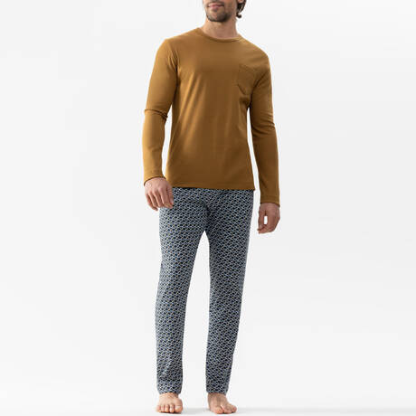 MEY Cotton men's pajama Hexagon Cognac