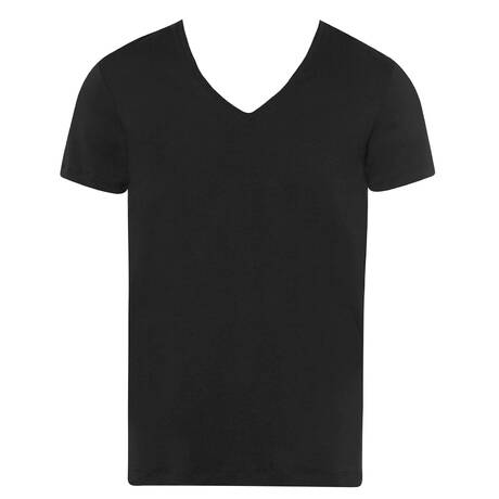 HANRO Cotton men's V-neck T-shirt Cotton Superior Black