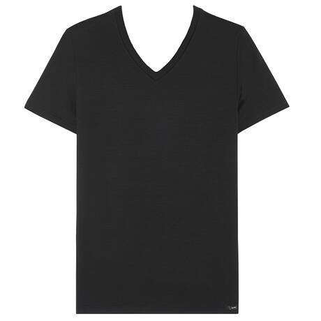 HOM Men's V-neck T-shirt Tencel Soft Black