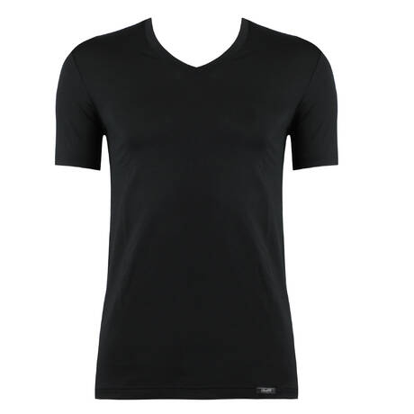 OSCALITO Men's v-neck T-shirt Stretch Jersey Black