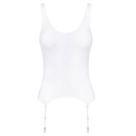 MAISON CLOSE Débardeur porte-jarretelles La Femme Amazone Blanc
