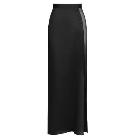 MAISON CLOSE Jupe longue fendue en satin Le Vestiaire Noir