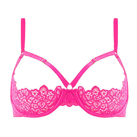 DITA VON TEESE Ouvert bra lace Von Follies Madame X Fluro Pink