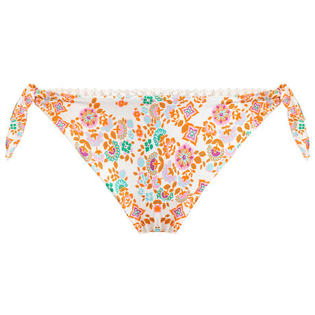 VERDISSIMA Tie side bikini bottom Damasco Fiorellino White