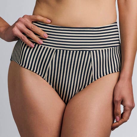MARLIES DEKKERS Bas de maillot de bain culotte haute Holi Vintage Blue Ecru