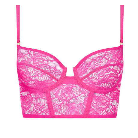 MAISON CLOSE Lace Bustier with removable straps Flashback Néon Rose Fluo