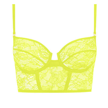 MAISON CLOSE Soutien-gorge bustier avec bretelles amovibles en dentelle Flashback Néon Jaune Fluo