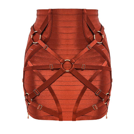 BORDELLE Jupe porte-jarretelles harnais New Signature Burnt Red