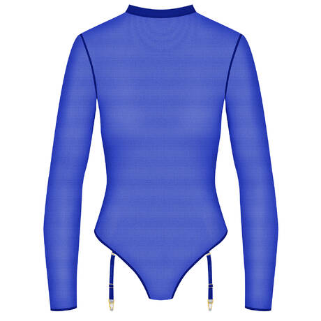 MAISON CLOSE Thong bodysuit with removable suspenders Corps à Corps Néon Bleu Or
