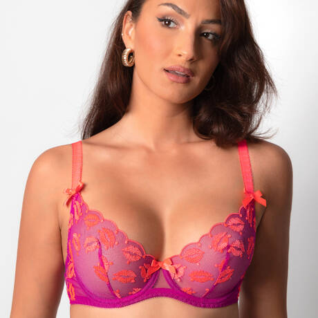 AGENT PROVOCATEUR Demi-cup bra Ottiliee Magenta/Neon Orange