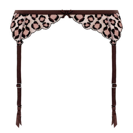 FLEUR DU MAL Porte-jarretelles Leopard Chocolat