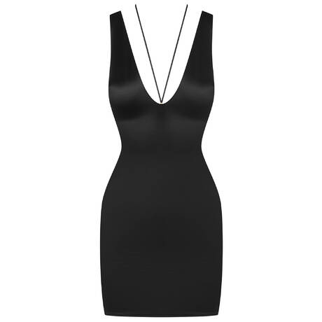 MAISON CLOSE V-neck short dress French Kiss Black