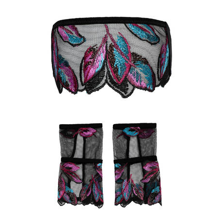 ATELIER AMOUR Mask and mitten kit Oiseau de Paradis Multico