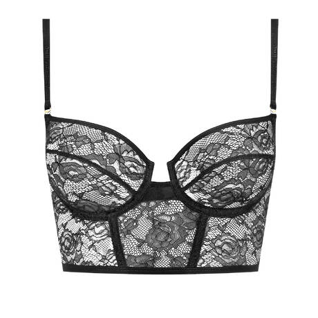 MAISON CLOSE Lace Bustier with removable straps Flashback Black