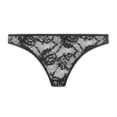 MAISON CLOSE String ouvert en dentelle Flashback Noir