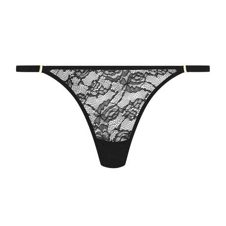 MAISON CLOSE Lace Mini thong with removable straps Flashback Black