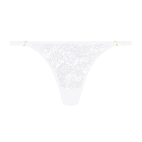 MAISON CLOSE Mini string avec élastiques amovibles en dentelle Flashback Blanc