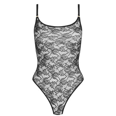 MAISON CLOSE Lace Thong bodysuit with removable straps Flashback Black