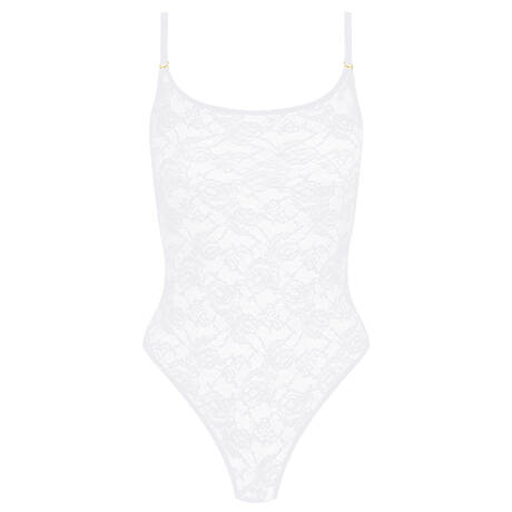 MAISON CLOSE Body string avec bretelles amovibles en dentelle Flashback Blanc