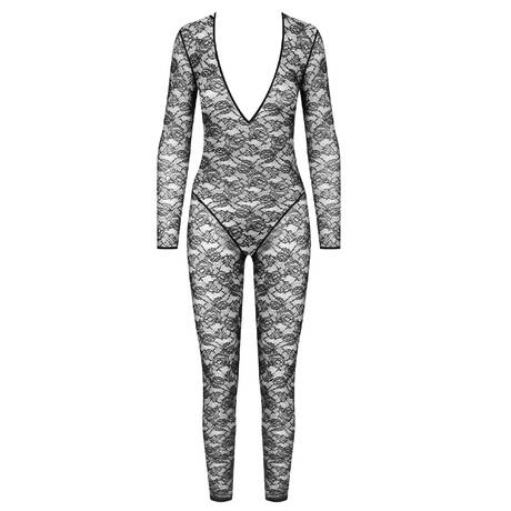 MAISON CLOSE Catsuit décolleté V en dentelle Flashback Noir