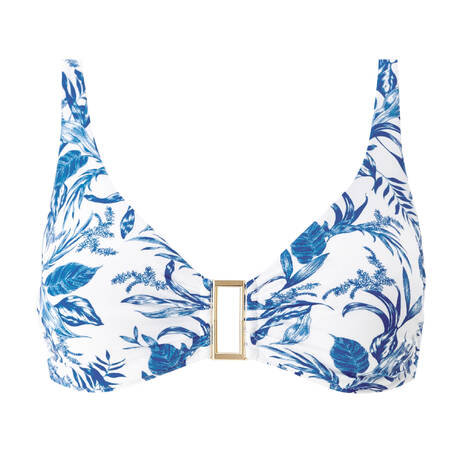 MELISSA ODABASH Triangle bikini top Bel Air Blue Leaf Blue
