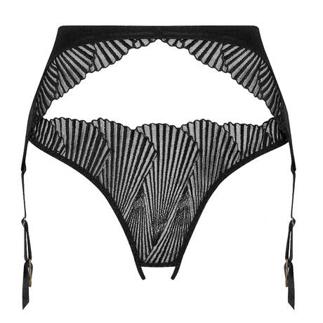 COCO DE MER Open brief with garter belt Athena Black