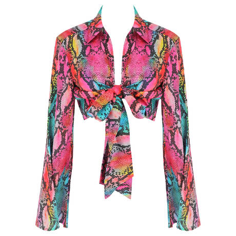 LULI FAMA Beach crop shirt Electric skin Multicolor