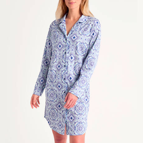 CALIDA Cotton Nightgown Orient Dreams Dazzling Blue