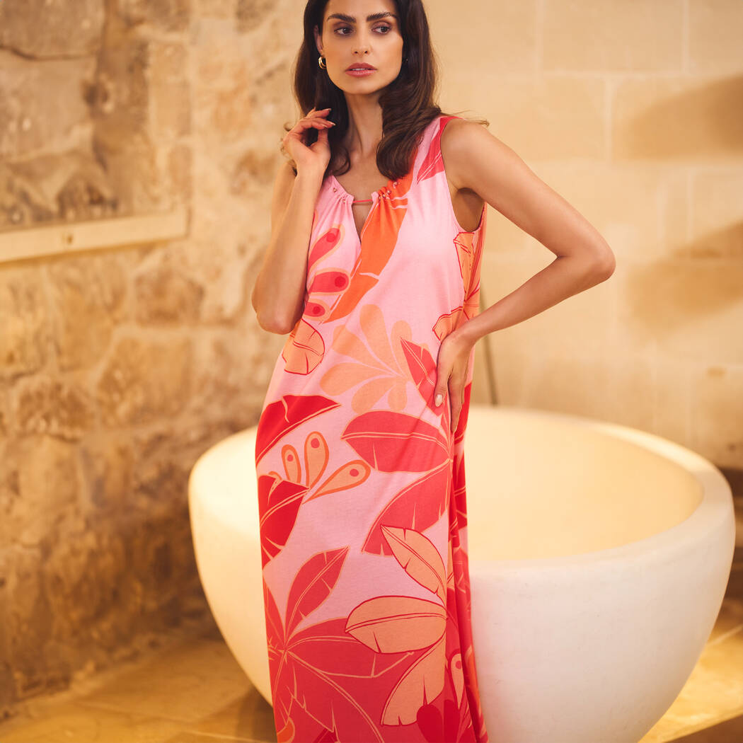 Cotton and modal long nightgown Féraud Luxury Print