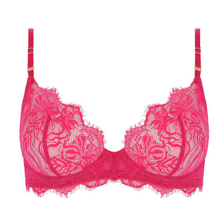 SAINTED SISTERS Lace Balconette bra Rosa Lipstick Pink