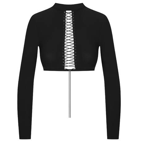 MAISON CLOSE Crop top manches longues Nuit Infinie Noir