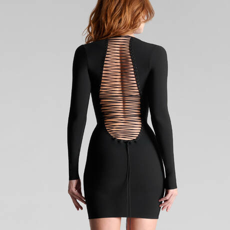 MAISON CLOSE Robe courte dos nu Nuit Infinie Noir