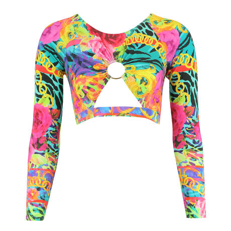 LULI FAMA Beach crop top Wild Blooms Multicolor