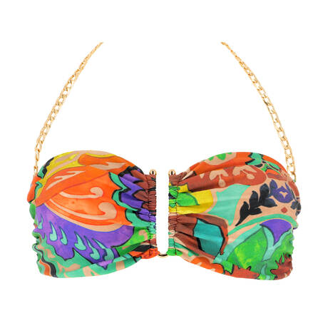 MARJOLAINE Bandeau bikini top Athena Swim Imprimé Vert/Jaune
